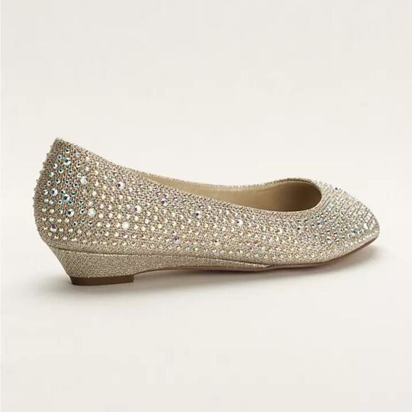 DAVID BRIDAL LOW WEDGE PEEP-TOES WITH CRYSTALS  WOMEN'S SHOE - Picture 4 of 16